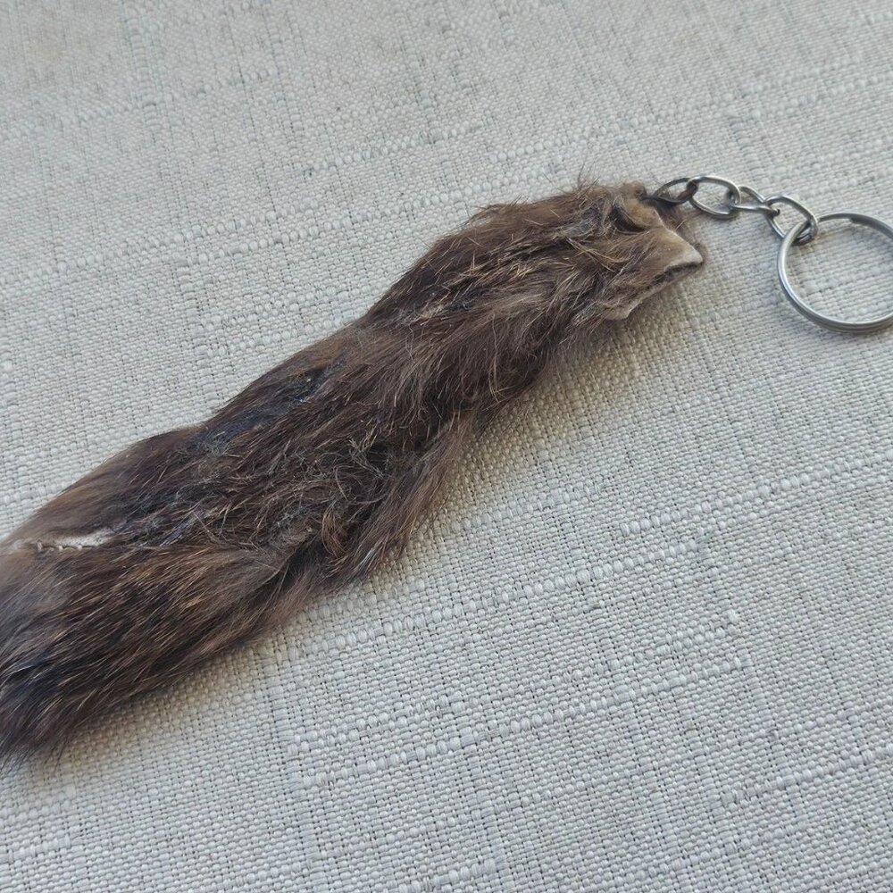 Real Fur Key Chain Handmade Brown Hair Fur Keys Holder Keychain